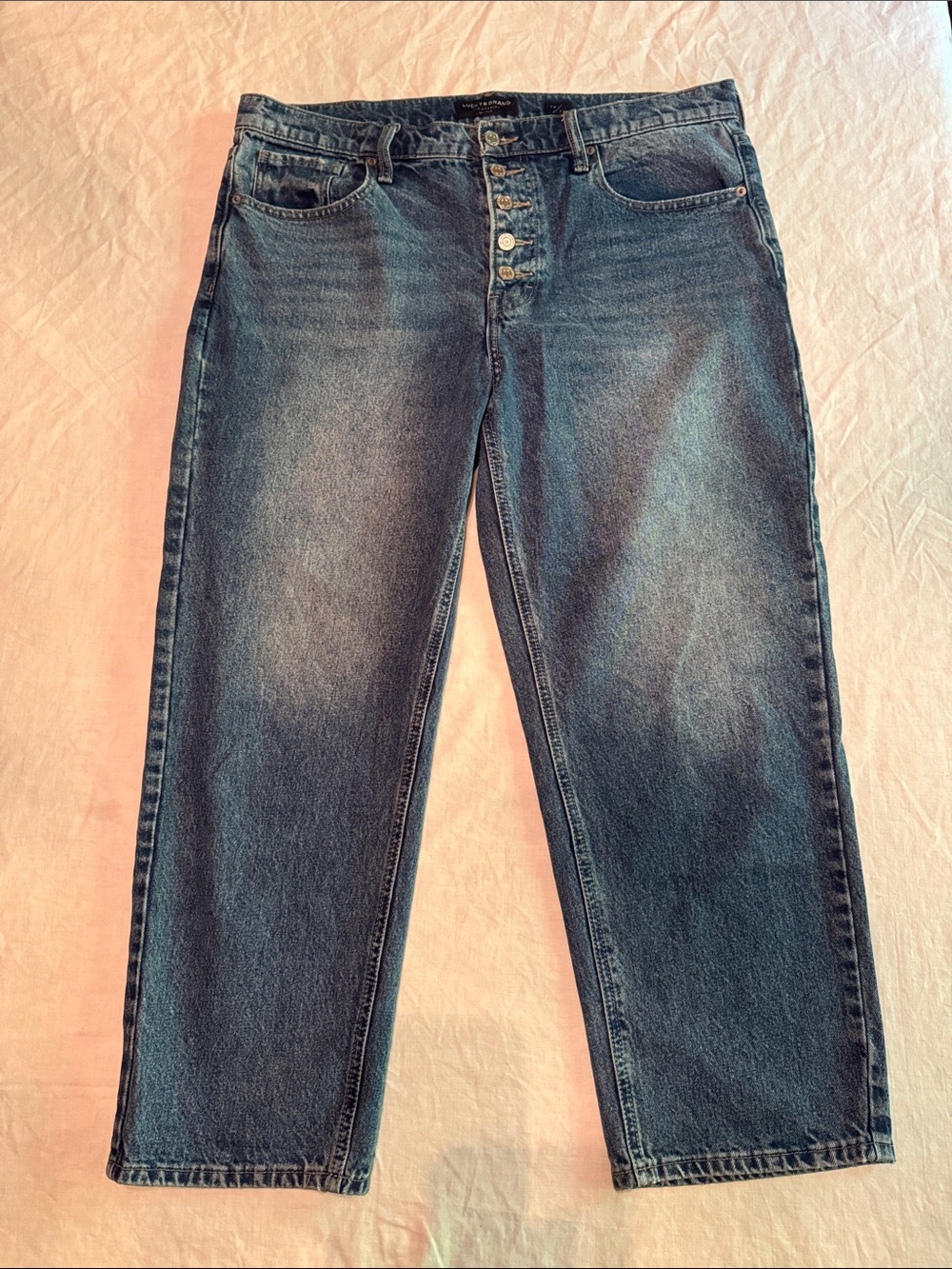 Lucky Brand Women's Boy Mid Rise Relaxed Blue Button-Fly Jeans